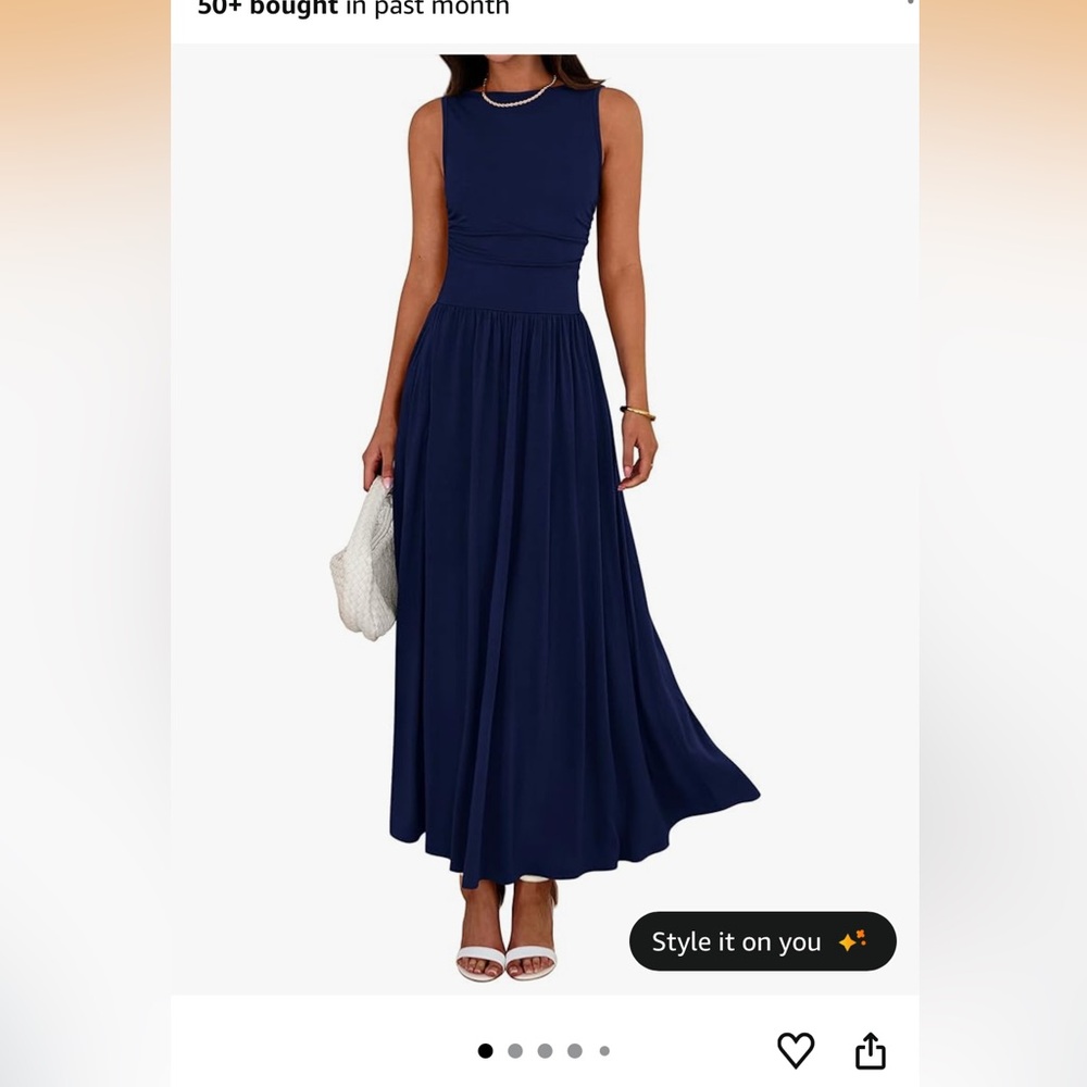Amazon Navy Sleeveless Maxi Dress